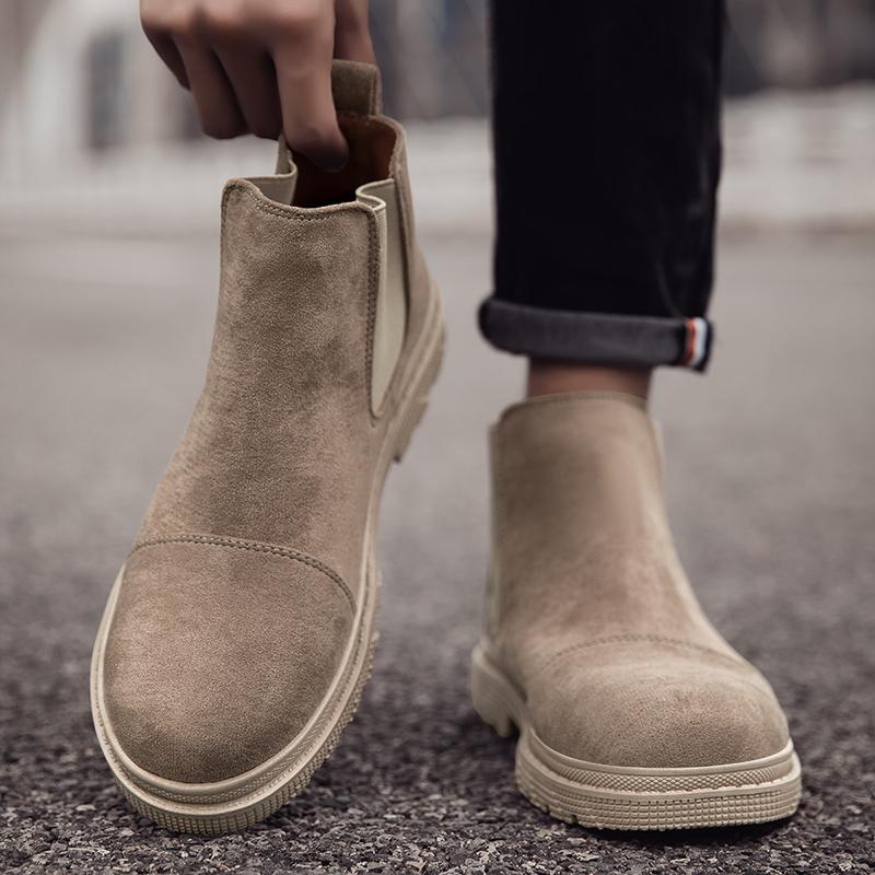 Men Suede Leather Shoes Man Chelsea Boots British Style Outdoor Mens Ankle Boots for Men
