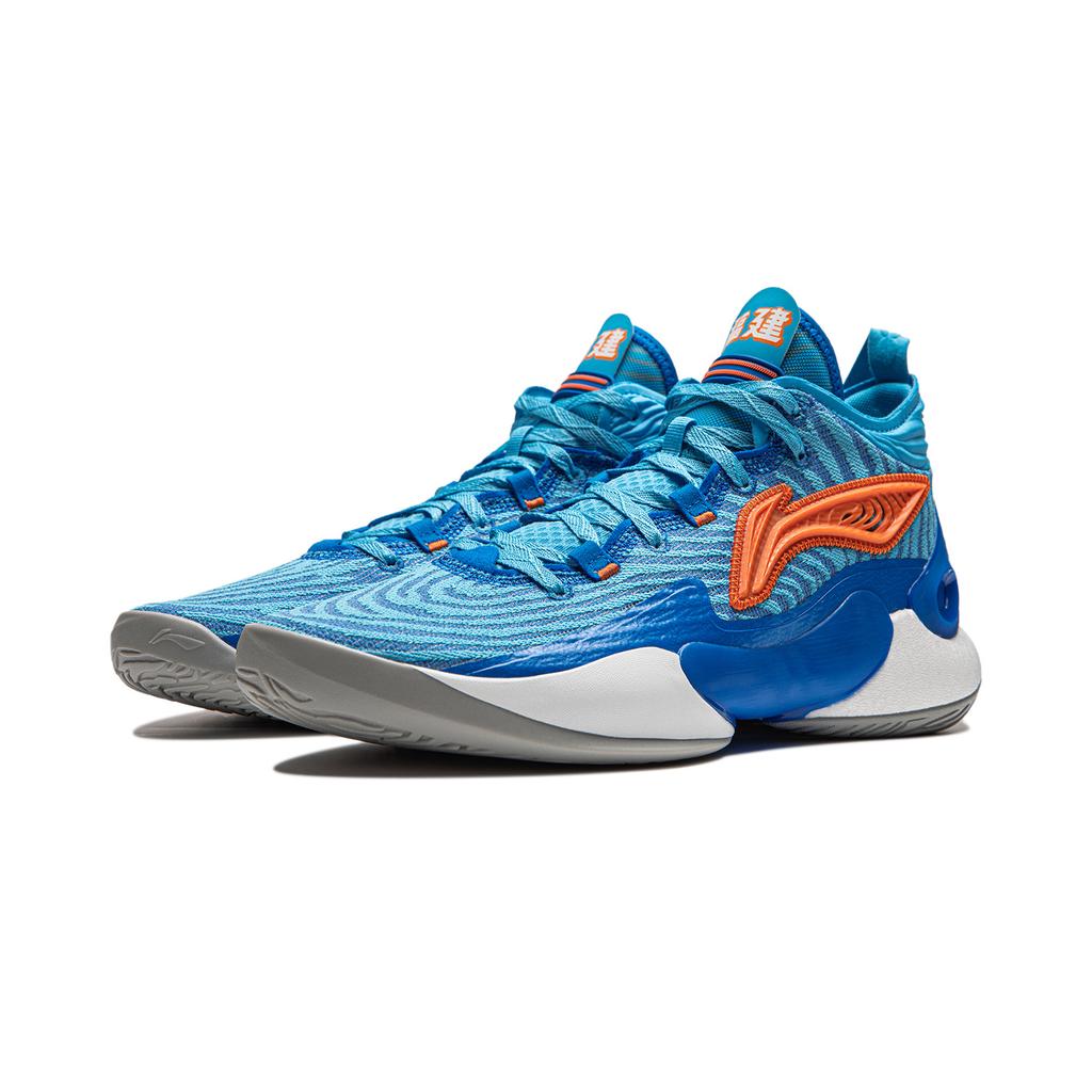 New LiNing YuShuai 18 CBA Fujian Team PE Anti Slip Wear Resistant Mid Top Basketball Shoes Men's Blue ABAU009-14