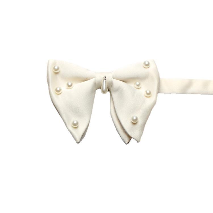 Vintage British Style Classic Dress Bow Tie, Pearl Accessories Large Bow Tie, Men'S Wedding Bow Tie