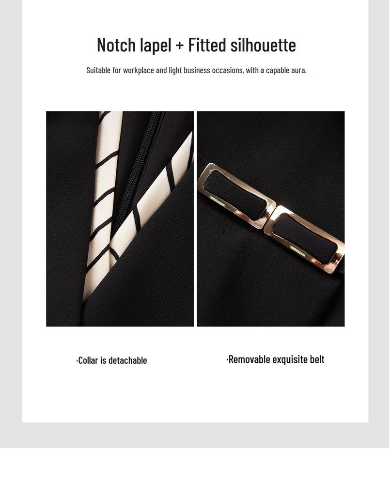 Intellectual Commuting Smart Formal Dress with Detachable Collar - Early Autumn Collection