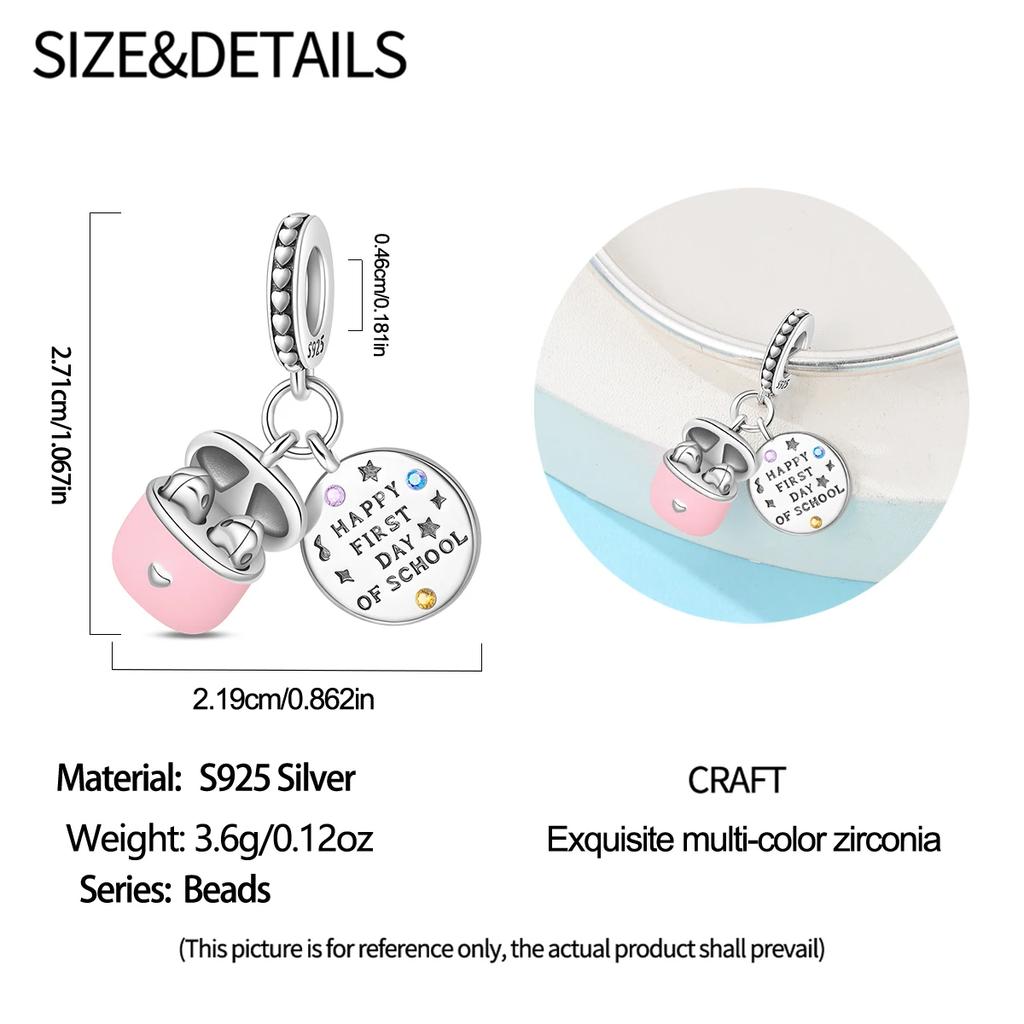 Copper Back To School Season Backpack Laptop Earbuds Pendant Fit Original Charms Bracelets Women Diy Jewelry Gift