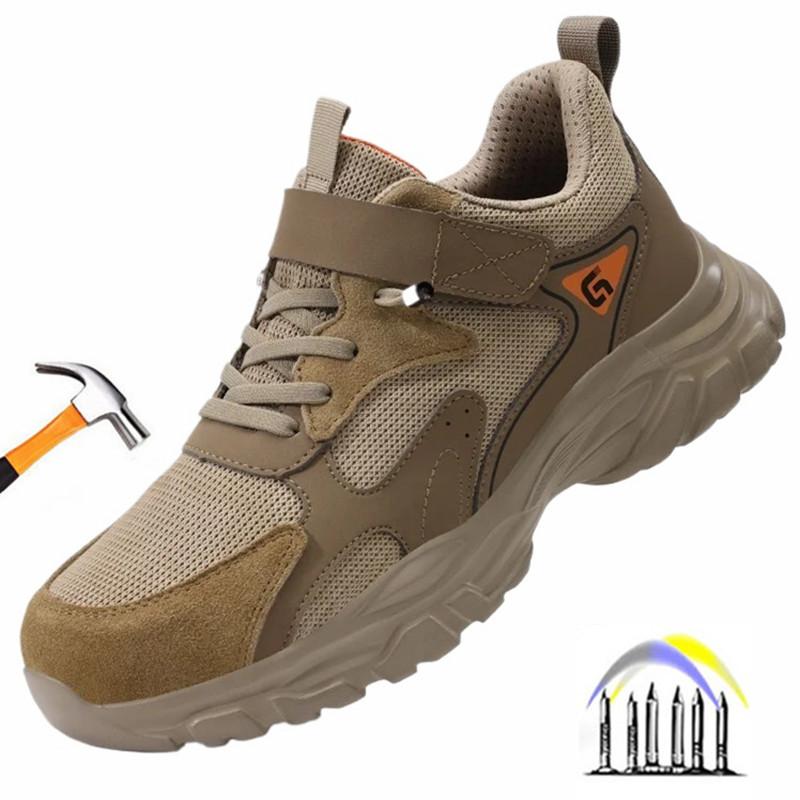 Construction Site Safety Shoes Comfortable Work Shoes with Sheet Metal Toe Protection Shoes Anti-Puncture Safety Sneakers Boots