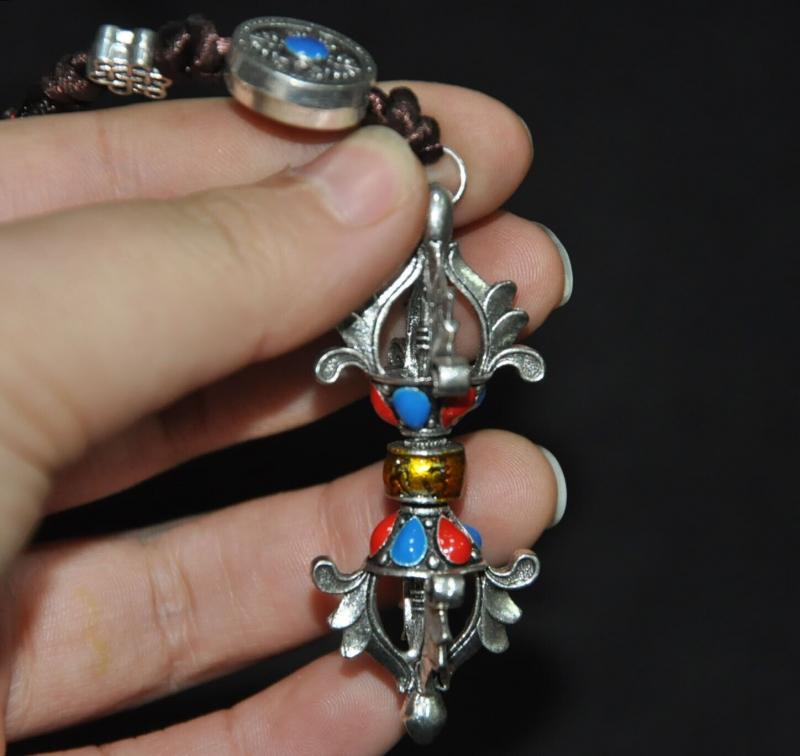 Tibet Buddhism Tibetan Silver Vajra Dorje Phurpa Exorcism Talisman Faqi Pendant