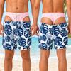 Tropical Plant Flowers Print Fake Buttocks Pattern Funny Men Swim Trunks Perfect Quirky Party Gifts Summer Fashion Beach Shorts