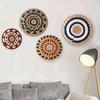 1PC Woven Rattan Disc Home Straw Round Plate Ornament Handmade Wall Hangings Boho Natural Papyrus Tassels Art Decoration