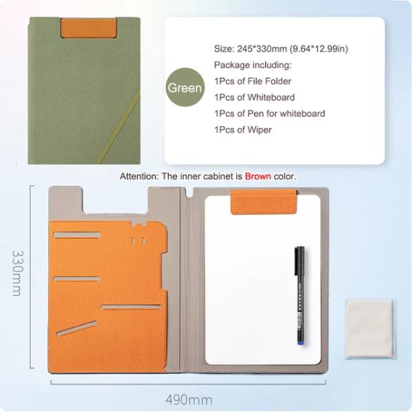 12.9x9.6in A4 Leather Business Padfolio Portfolio Folder Magnetic Clipboard Conference Folders Document Card Organizer Office