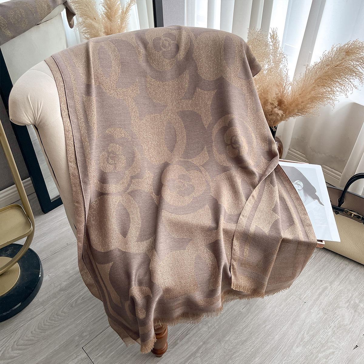 

Luxury Fashion Golden Thread Scarf Women Designer Spring Winter Warm Scarf Pashmina Hijabs Scarves Shawls Wraps Foulard Headband