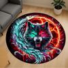1pc Cosmic Wolf Celestial Beast Round Chair Mat Area Rug - Non-Slip, Floor Mat for Office, Bedroom, Ideal Home Decor Christmas Gift P0811472