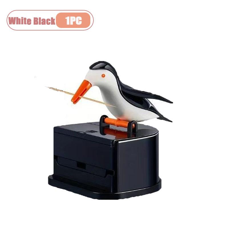 Automatic Toothpick Dispenser Bird Design Push Button Canister Organizer Desktop Storage Box and Toothpicksfor Home Office