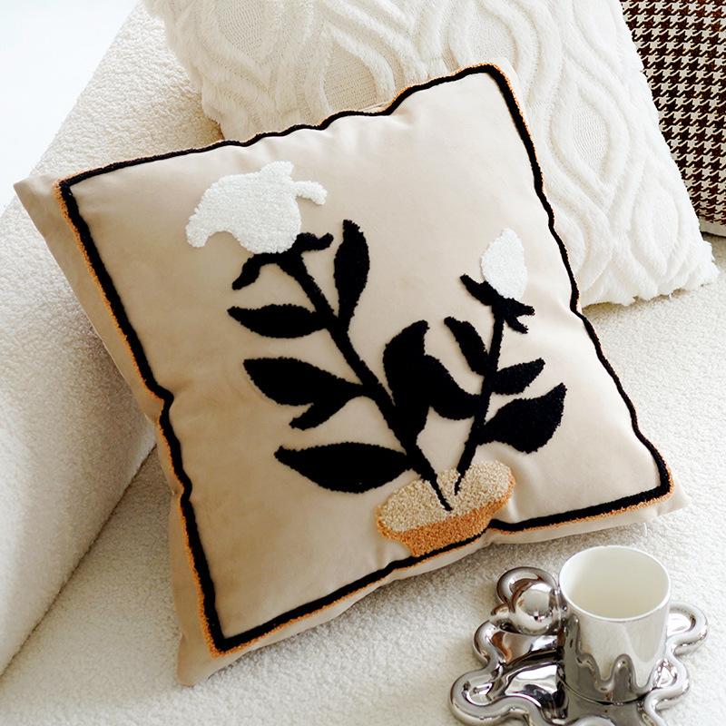 Pure Cotton Embroidery Tulip Spring Throw Pillow Covers Outdoor Patio Cushion Cover Pillow Cases Summer Garden Decorations Home