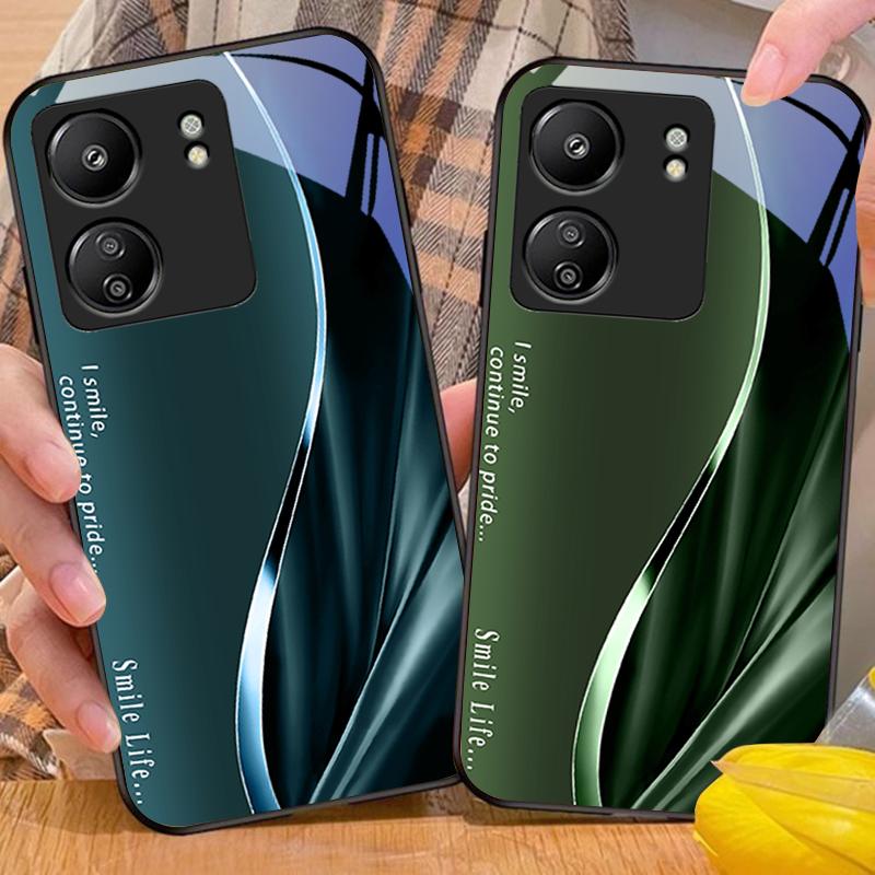 Yeni Yumuşak Kahverengi Kırmızı Xiaomi Redmi 13C Note13 12 Pro Plus 5G Note 9 13T Pro POCO X6 F5 F6 Siyah Temperli Cam Telefon Kılıfı