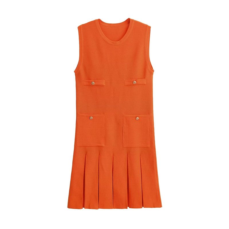 Kaslead New Arrival Women's Clothing Fashion Style Fashion Minimalist Wide Pleated Knitting Mini Dress 3859025