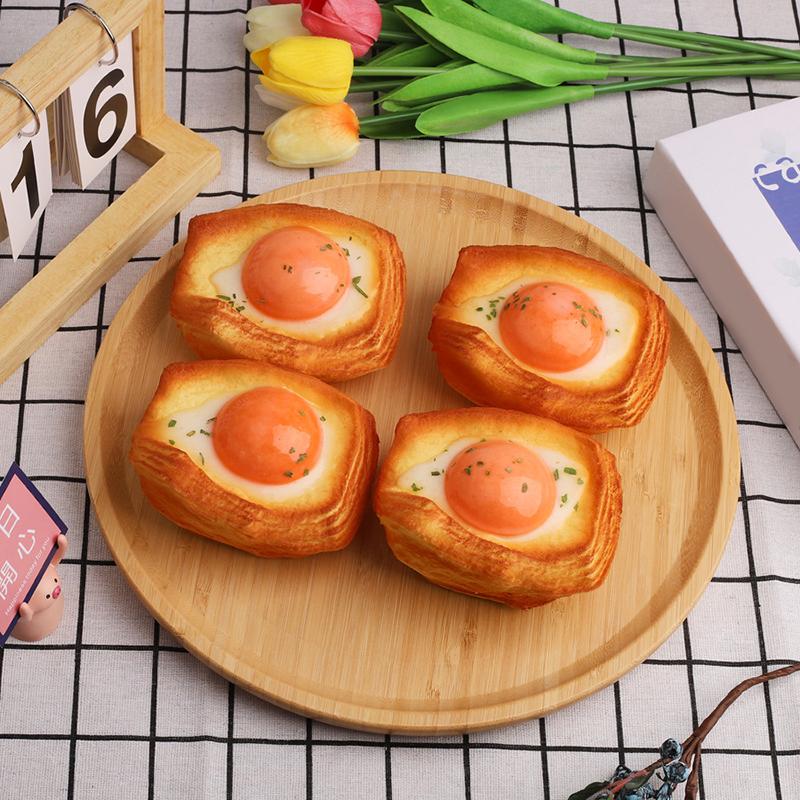 Crispy Fried Egg Simulated Bread Stress Relief Toy Anti-stress Slow Rising Squeeze Toy Soft PU Slow Rebound Toy Birthday Gift