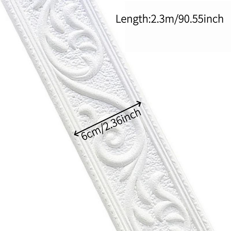 2.3m/90.55in 3D Wall Trim Line Skirting Border Self Adhesive Baseboard Wallpaper Wall Sticker For Living Room Home Decoration