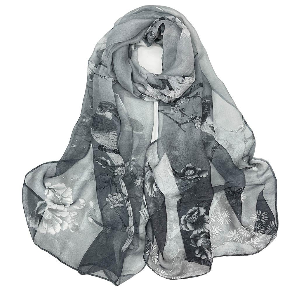 

Embroidered Silk Scarf Breathable Bandana Portable Long Wraps for Women Style 6