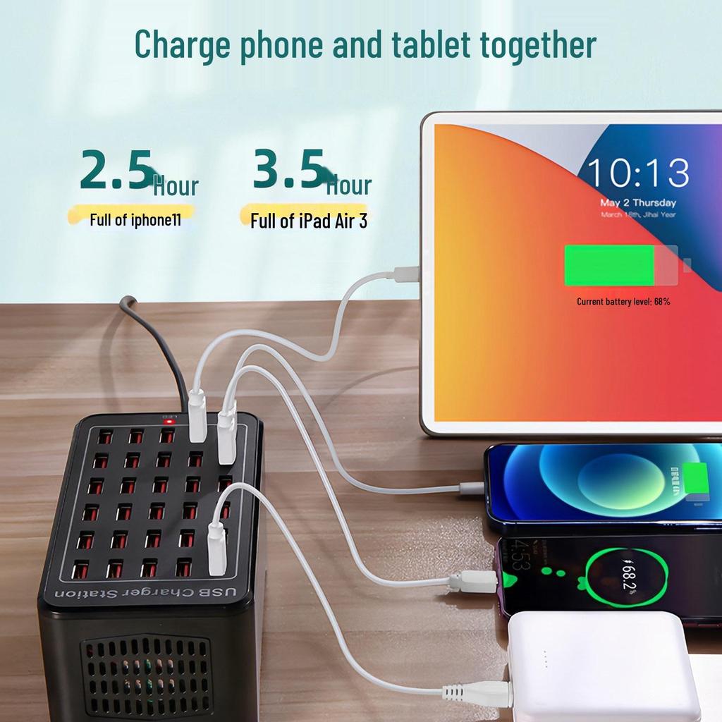 Multi-port Fast USB Charger: Smart Multi-hole Desktop Station for Charging Multiple Devices