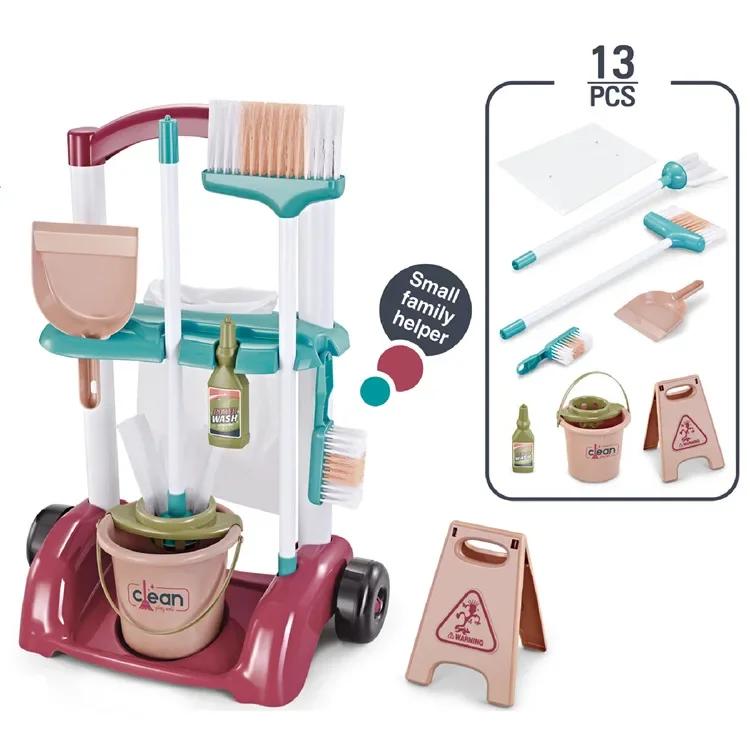Non-Toxic Simulation House Cleaning Tool Toy Set Role-Playing Educational Kids Pretend To Do Housework Kit Toys For Children Birthday Gift