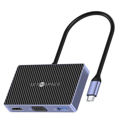 SETMSPACE Dockingstation Typ C Hub 5 Gbit/s 4K HDMI PD Dockingstation Aluminiumlegierung ABS-Material Docking HDMI PD VGA Audio SD Kompatibel mit Windows