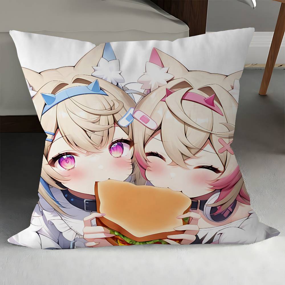 Hololive Mococo Fuwawa Abyssgard Pillow Cover For Bedroom Room And Living Room Sofa Decorative Cushion Cover