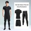 Pánské rychleschnoucí sportovní oblečení z ledového hedvábí s těsným střihem: Set s krátkým rukávem a pětibodovými kalhotami na letní fitness a běh