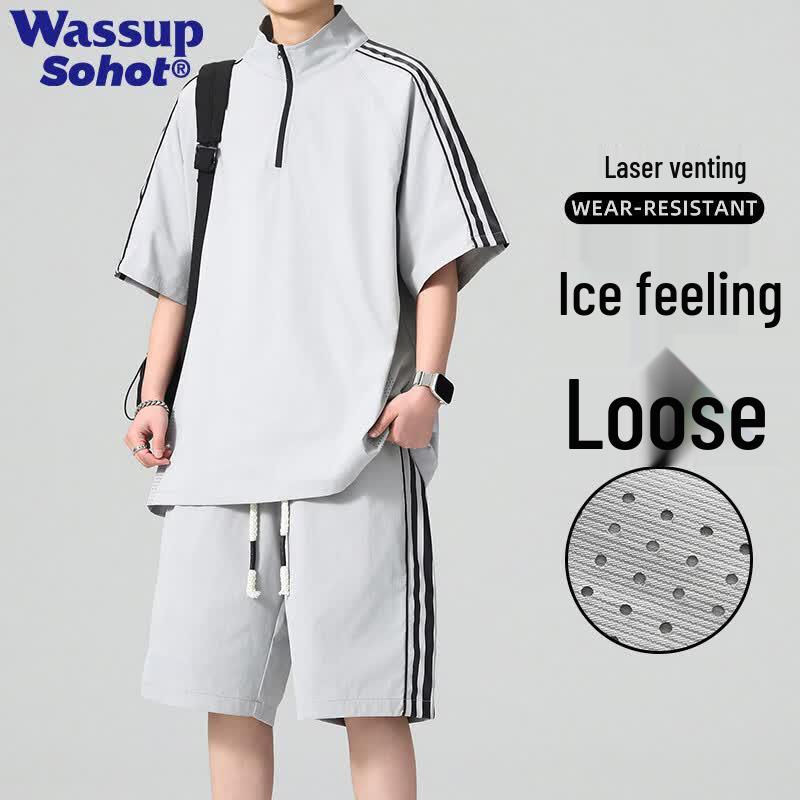 Wassup Sohot Men s Half-Zip Sport Set L светло-серый
