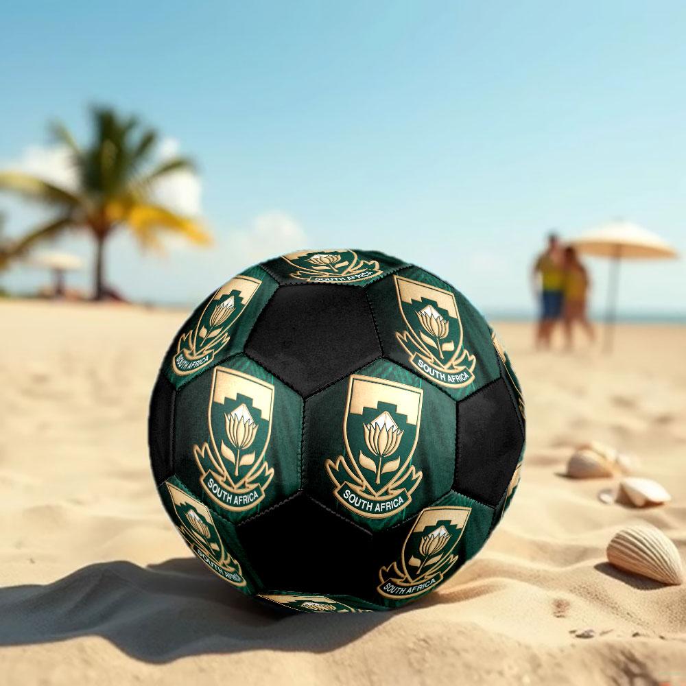 South Africa National Football Size 5 Soccer Ball, Machine-Stitched PVC, Durable & High Bounce, All Ages Fit, Fan Merchandise, Matches & Outdoor Use.