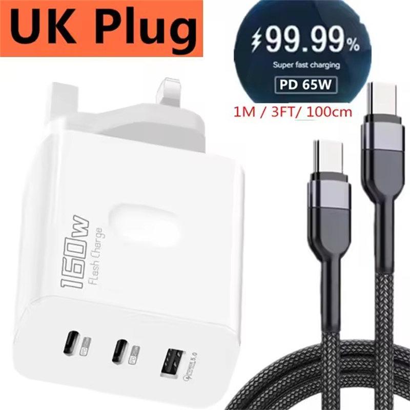 160W USB-lader USB Type C Hurtigladingsadapter Quick Charge 3.0 PD Mobiltelefonlader For iPhone Samsung Xiaomi Redmi OPPO