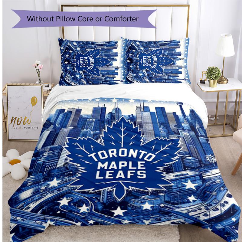 Toronto Maple Leafs Printed 3PCS Bedding Set Soft Breathable Duvet Cover Pillowcases Set Washable Bedroom Decor Home Gift