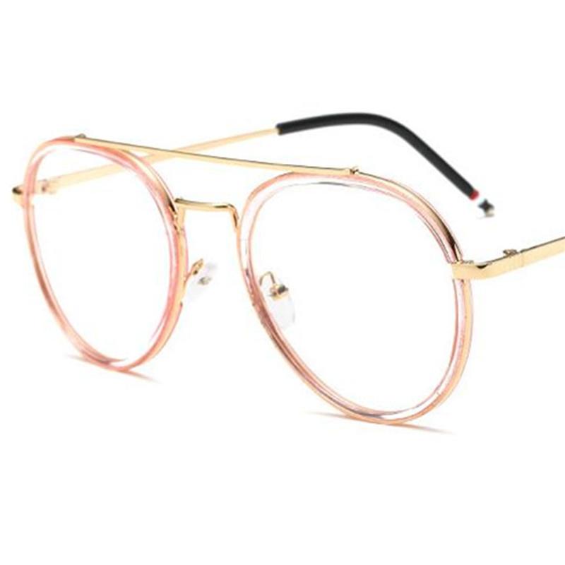 Fashion Optical Glasses Pilot Eyeglasses Oversize Frame Spectacles Personality Double Googles Alloy Eyewaear Women Ornamental