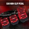 Universal Car Pedal Cover Set - Aluminum Automatic Transmission Brake Fuel Gas Foot Pad Red  Non-Slip