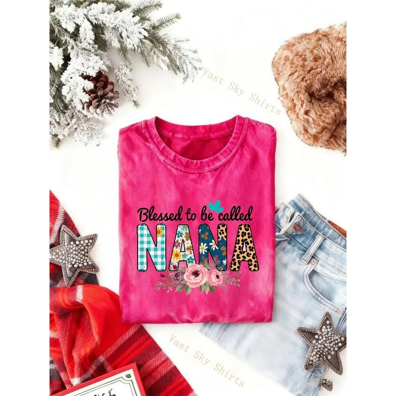 

European sizes Men S Retro Graphic T-Shirt - Washed Oversized Round Neck Short Sleeve Tee with Floral & NANA Lettering Print Casual Wear 5XL рожевий