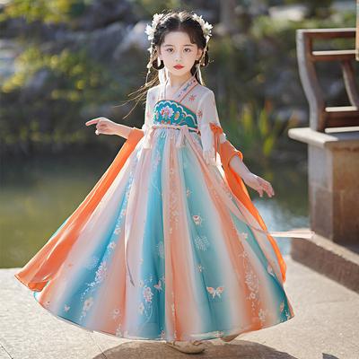 Dívka Hanfu starověký kostým děti Čínský styl holčičí šaty Tang šaty princezna sukně národní kroj děti