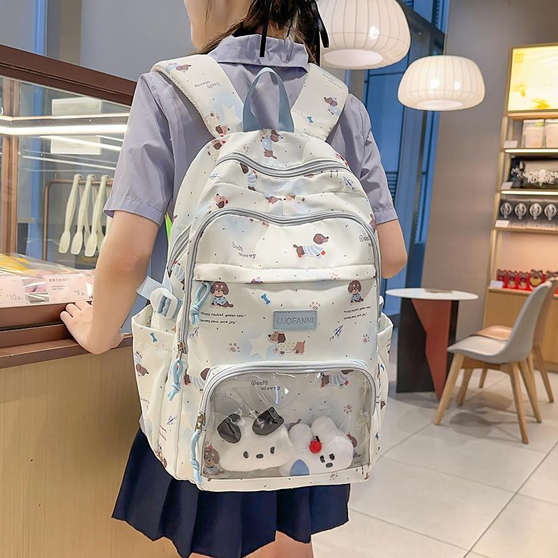 Large Capacity Student Schoolbag Puppy Printed Backpack Women's Lightweight Travel Backpack