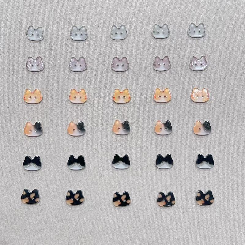 20Pcs Cute Cat Two-eye Buttons 12/17mm Colourful Cartoon Cat Resin Buttons DIY Kids' Clothes Hats Socks Buttons·