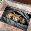 Whimsical Cat Doormat - Washable Polyester Indoor Mat for Entryway, Bathroom & Kitchen, Playful Home Decor