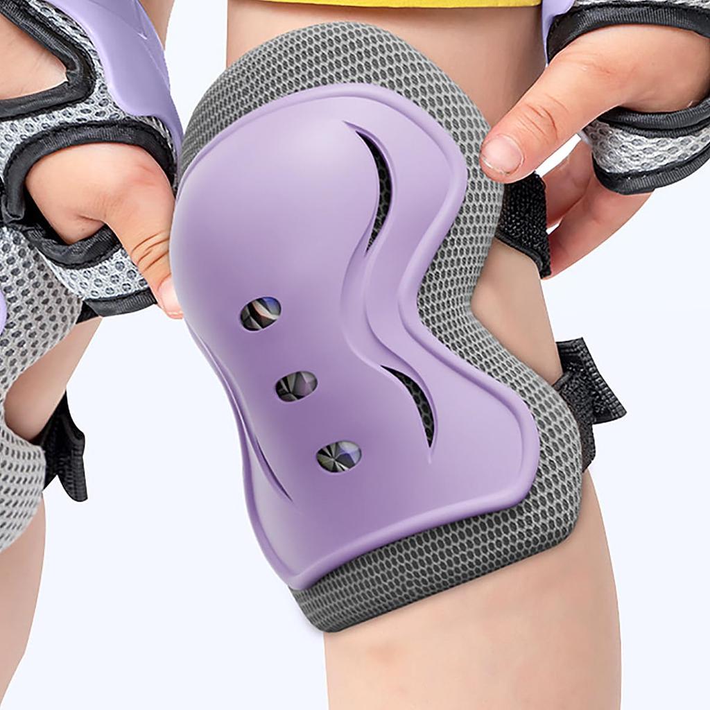 Protective Gear Set for and Roller and Knee Guards with Velcro Injury and Cute 6-Piece Kids' Bicycles, Skateboards, Skates, Elbow, Wrist, Closure,