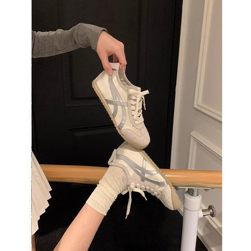 Ballet style satin color matching German training shoes women's 2025 new versatile lightweight flat-bottomed sports and leisure Forrest Gump shoes