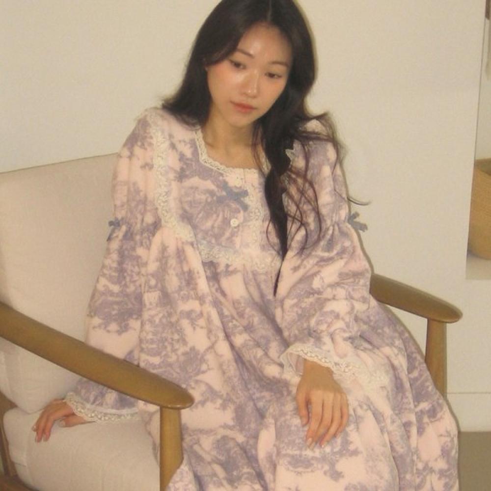 Lunaluz Women S Long Sleeve Wool Square Neck dreSS pajamaS Pink/free