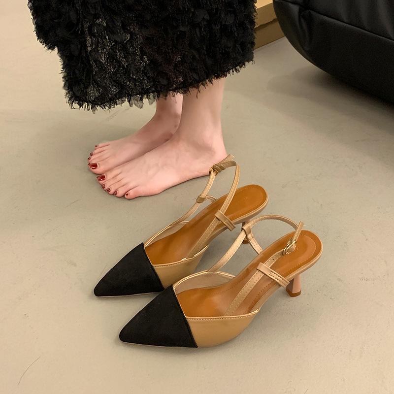 New Style of Flip-flops and Sandals Single Shoes with Thin Heels and One-strap High Heels