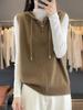 2025 A/W Hooded Wool Knit Vest - Zippered Sleeveless Sweater Coat