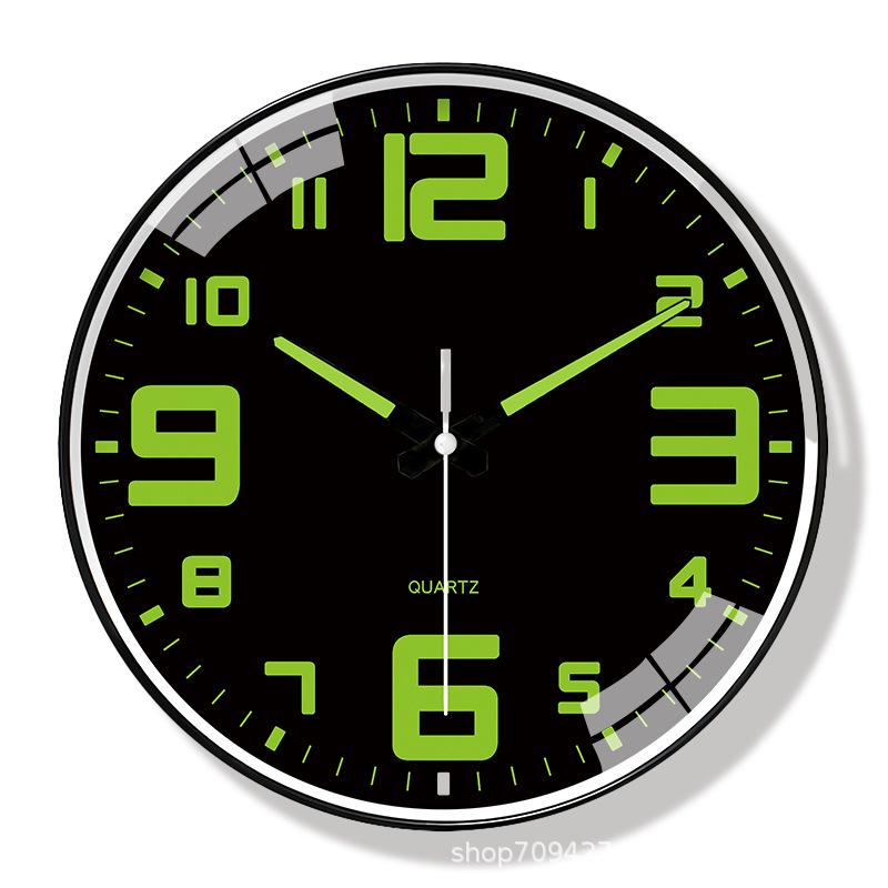 12-Inch Silent Luminous Wall Clock - Creative Fluorescent Bedroom Décor