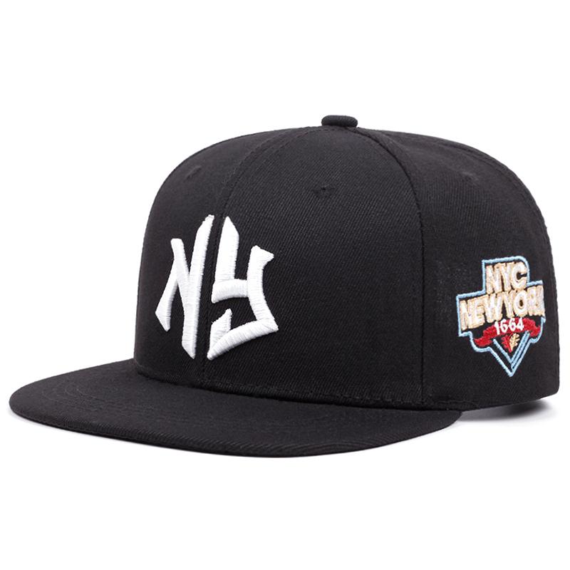 New Flat Edge Hat Letter Ny1664 Embroidered Outdoor Leisure Commuter Sunshade Hat Street Pop Hiphop Hat Unisex Baseball Hat