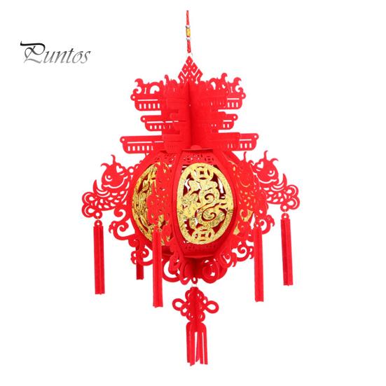 2 Stück chinesische Neujahrslaternen-Anhänger mit Segensworten, Jahr des Drachen, Glücksszene, Layout, Ornament, Filzstoff, rote Laterne, Feiertag