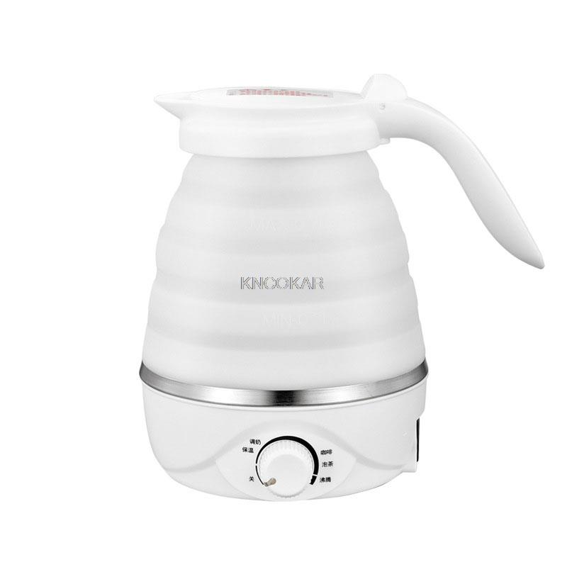 

0.75L EU Plug Electric Kettle Silicone Foldable Portable Travel Camping Water Boiler Adjustable Voltage Home Electric Appliances 220V білий