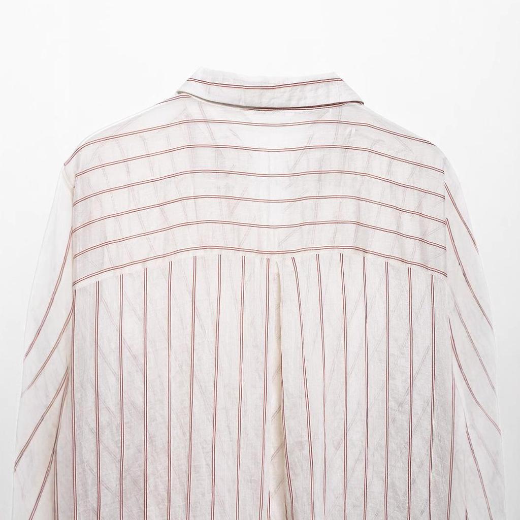 Spring 2025 Women's European-American Striped Knot Shirt
