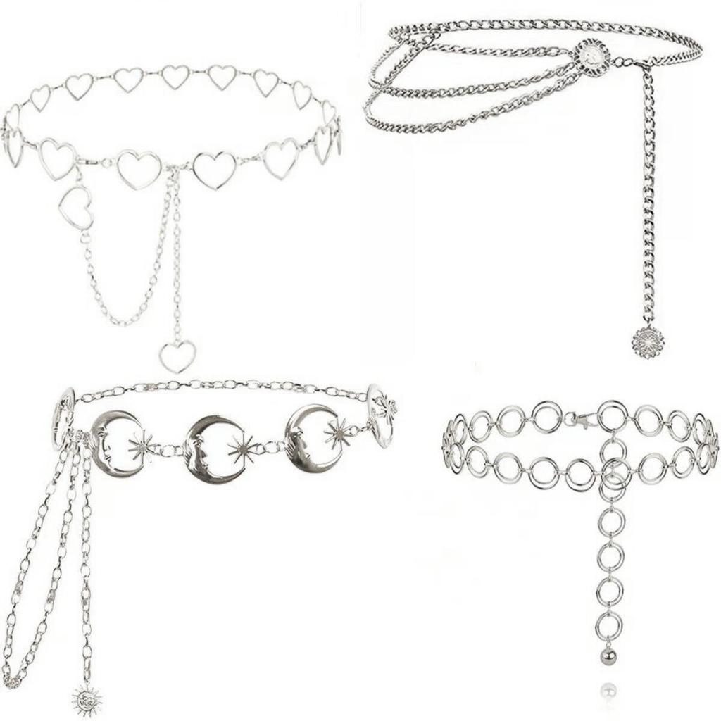 Elegant Women’s Metal Heart & Moon Waist Chain for Autumn/Winter Sweaters