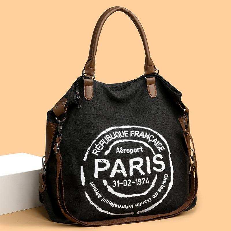 Student Class Casual Hand-held Canvas Bag Bag Women's Fashion Letter Tote Bag Large Capacity Commuter Messenger Bag