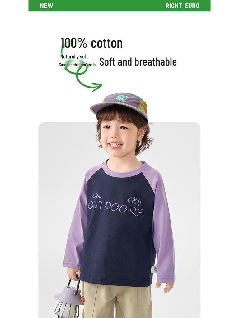 European Boys' Cotton Long-Sleeve T-Shirt, Spring 2026 Collection - Toddler & Kids Base Layer for Spring/Autumn
