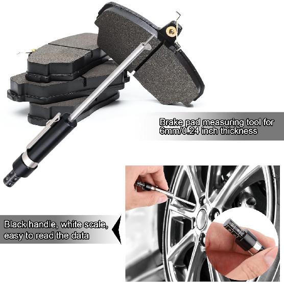 Brake Pad Thickness Gauge, Brake Pad Measure Tool with Scale Brake Pad Gauge Brake Pad Tester for Internal External Brake Pads Measuring