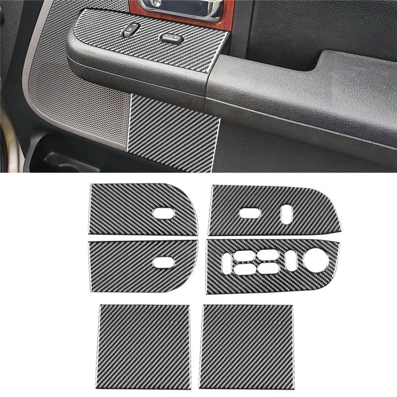 For Ford F150 2004-2008 LHD Carbon Fiber Car Window Lift Switch Panel Cover Sticker Trim Accessories